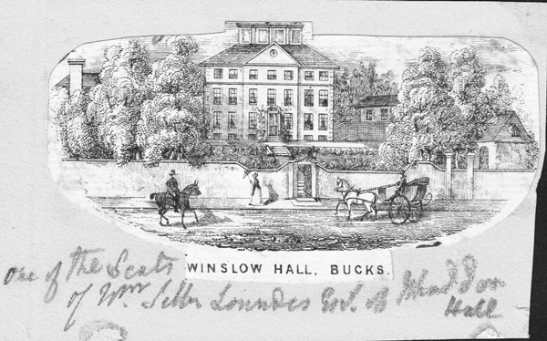 Engraving of Winslow Hall seen from Sheep Street